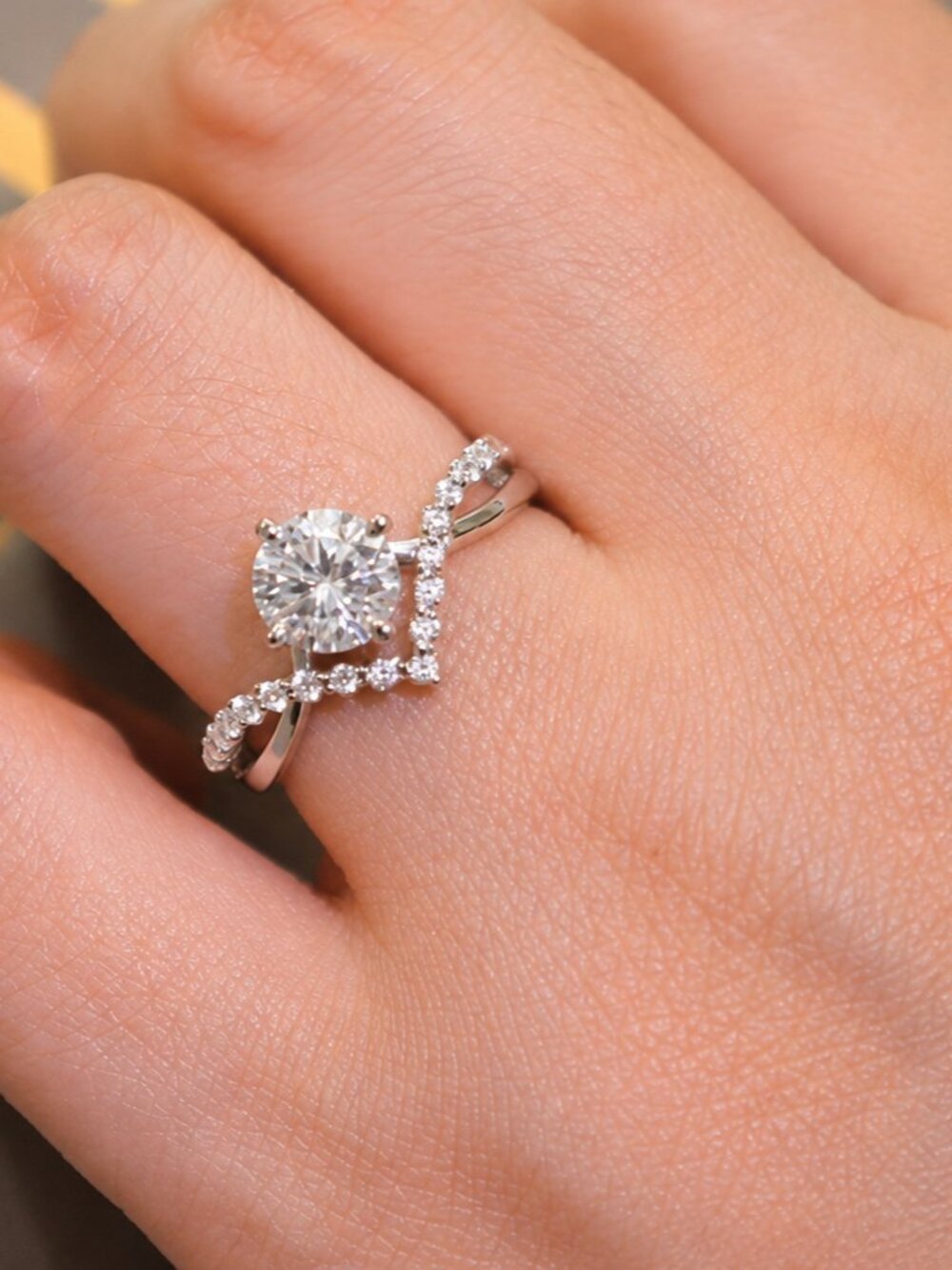 1CT Moissanite Solitaire Ring | 925 Sterling Silver Adjustable